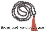 GMN8402 Hand-knotted 8mm, 10mm garnet 27, 54, 108 beads mala necklace with tassel