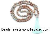 GMN8413 8mm, 10mm serpentine jasper 27, 54, 108 beads mala necklace with tassel