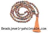 GMN8417 8mm, 10mm picasso jasper 27, 54, 108 beads mala necklace with tassel