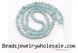 GMN8426 8mm, 10mm matte amazonite 27, 54, 108 beads mala necklace with tassel