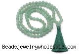 GMN8427 8mm, 10mm matte green aventurine 27, 54, 108 beads mala necklace with tassel