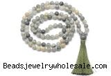 GMN8466 8mm, 10mm seaweed quartz 27, 54, 108 beads mala necklace with tassel