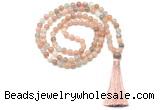 GMN8472 8mm, 10mm rainbow moonstone 27, 54, 108 beads mala necklace with tassel