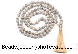 GMN8520 8mm, 10mm feldspar 27, 54, 108 beads mala necklace with tassel