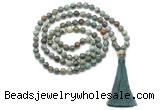 GMN8527 8mm, 10mm African turquoise 27, 54, 108 beads mala necklace with tassel