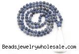 GMN8539 8mm, 10mm blue spot stone 27, 54, 108 beads mala necklace with tassel