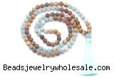 GMN8569 8mm, 10mm matte amazonite & mixed jasper 108 beads mala necklace with tassel