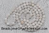 GMN904 Hand-knotted 8mm, 10mm matte white crazy agate 108 beads mala necklaces