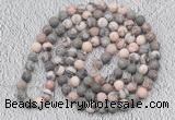 GMN908 Hand-knotted 8mm, 10mm matte pink zebra jasper 108 beads mala necklaces