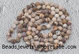 GMN909 Hand-knotted 8mm, 10mm matte brown zebra jasper 108 beads mala necklaces