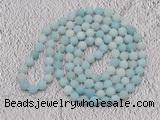 GMN924 Hand-knotted 8mm, 10mm matte amazonite 108 beads mala necklaces