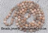 GMN932 Hand-knotted 8mm, 10mm matte sunstone 108 beads mala necklaces