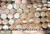 HABS01 15 inches 12mm - 14mm hexagon moonstone gemstone beads