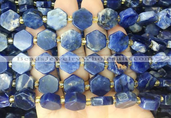 HABS02 15 inches 12mm - 14mm hexagon sodalite gemstone beads