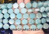 HABS03 15 inches 12mm - 14mm hexagon amazonite gemstone beads