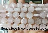 HABS06 15 inches 12mm faceted hexagon rose quartz beads wholesale