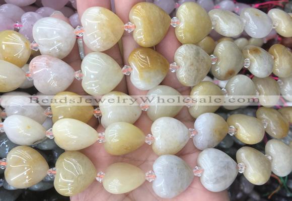 HGBS31 15 inches 20mm heart yellow aventurine gemstone beads wholesale