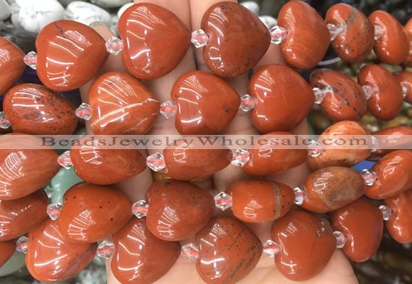 HGBS63 15 inches 20mm heart red jasper gemstone beads wholesale