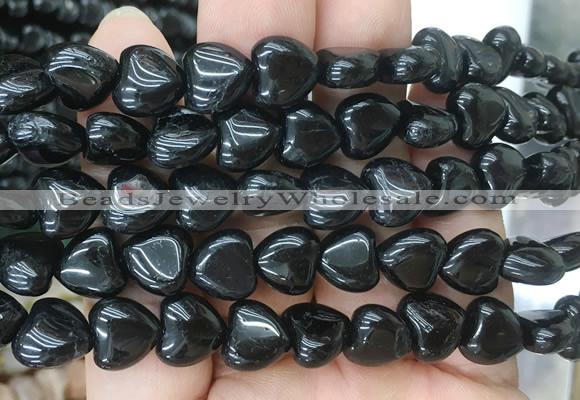 HGBS72 15 inches 10mm heart black tourmaline gemstone beads wholesale