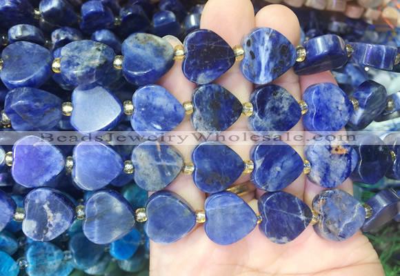 HGBS90 15 inches 16mm heart sodalite gemstone beads wholesale