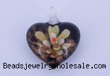 LP02 16*32*40mm heart inner flower lampwork glass pendants