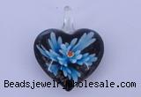 LP03 16*32*40mm heart inner flower lampwork glass pendants