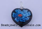 LP05 15*28*40mm heart inner flower lampwork glass pendants