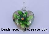 LP06 15*30*40mm heart inner flower lampwork glass pendants