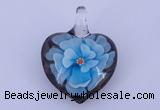 LP09 16*30*40mm heart inner flower lampwork glass pendants