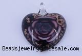 LP12 13*38*43mm heart inner flower lampwork glass pendants