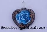 LP14 15*38*48mm heart inner flower lampwork glass pendants