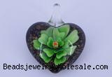 LP19 18*32*39mm heart inner flower lampwork glass pendants