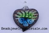 LP22 15*36*44mm heart inner flower lampwork glass pendants