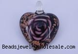 LP23 14*34*45mm heart inner flower lampwork glass pendants