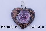 LP25 15*40*50mm heart inner flower lampwork glass pendants