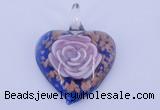 LP26 15*40*50mm heart inner flower lampwork glass pendants