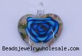 LP27 12*38*43mm heart inner flower lampwork glass pendants