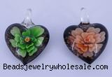 LP30 16*31*41mm heart inner flower lampwork glass pendants