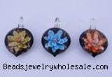 LP33 16*30*45mm heart inner flower lampwork glass pendants