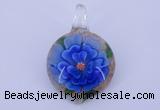 LP35 14*30*45mm heart inner flower lampwork glass pendants