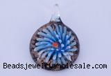 LP50 13*34*47mm flat round inner flower lampwork glass pendants