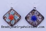 LP55 12*38*48mm diamond inner flower lampwork glass pendants