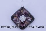 LP58 12*38*48mm diamond inner flower lampwork glass pendants