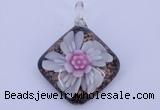 LP60 12*38*48mm diamond inner flower lampwork glass pendants