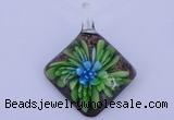 LP63 12*39*50mm diamond inner flower lampwork glass pendants