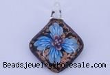 LP64 14*32*53mm diamond inner flower lampwork glass pendants