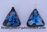 LP71 11*32*44mm triangle inner flower lampwork glass pendants