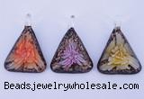 LP72 11*33*47mm triangle inner flower lampwork glass pendants