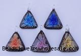 LP73 11*33*47mm triangle inner flower lampwork glass pendants