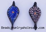 LP93 11*28*63mm leaf inner flower lampwork glass pendants